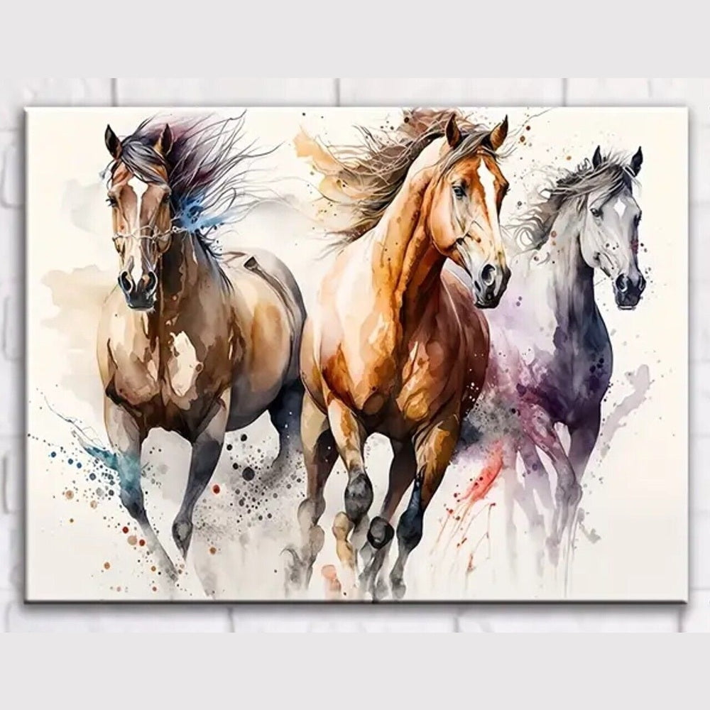 Majestic Horses Running Nordic Style Canvas Print Framed 12" x 16" Wall Art Home & Garden:Home Décor:Posters & Prints Style Your Walls